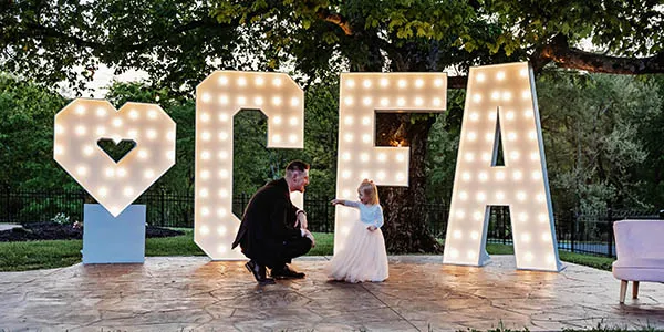 family and marquee letters