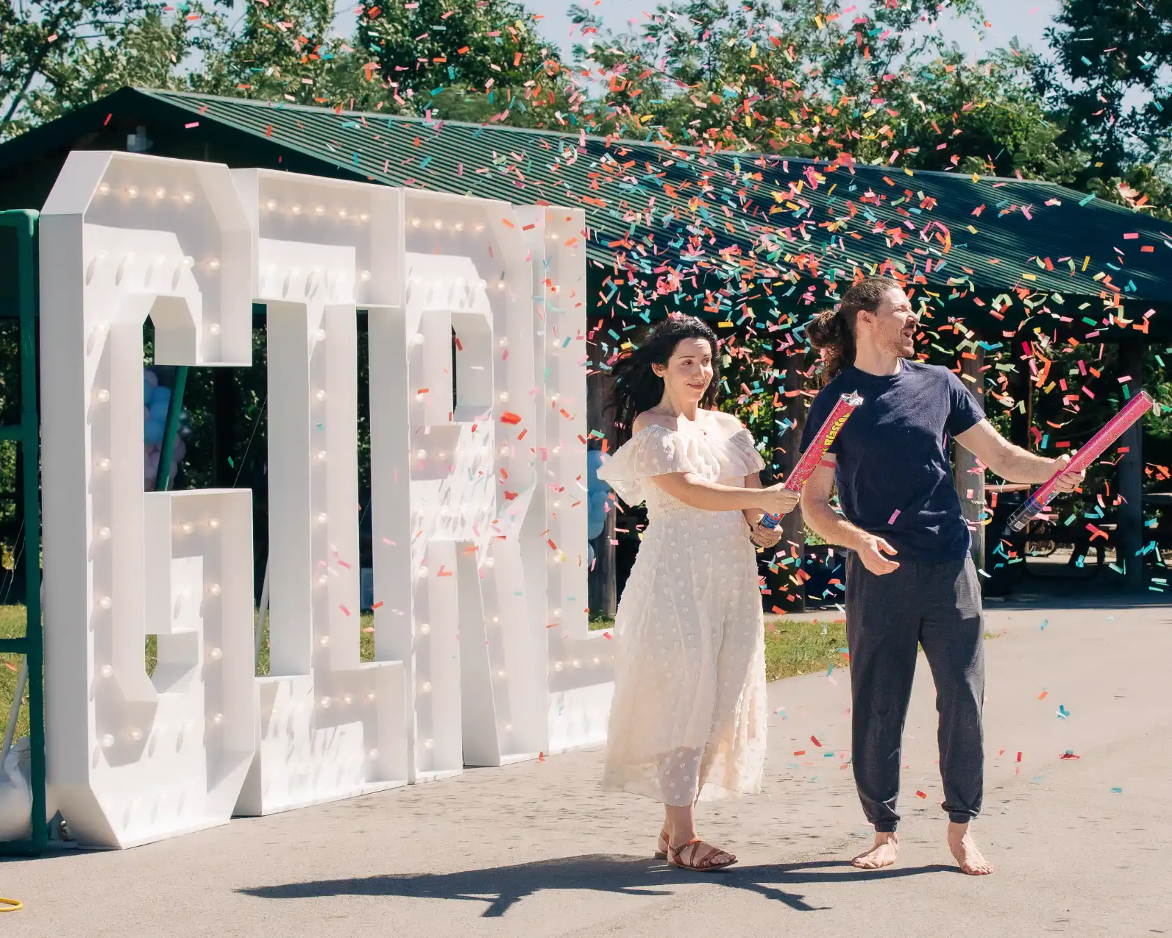 gender reveal / baby shower with marquee letters | www.mybigletters.com | my big letters