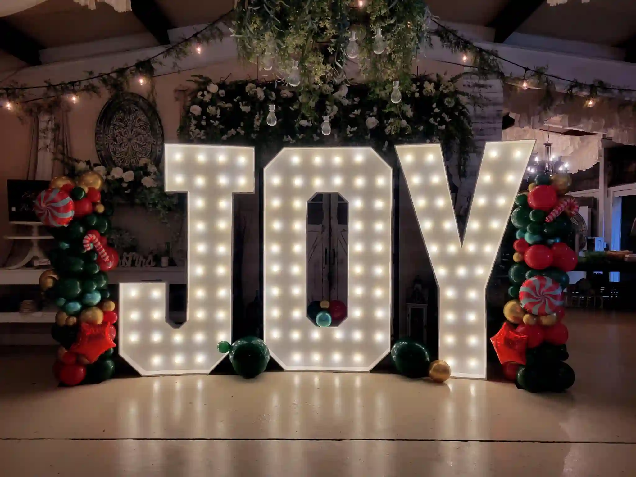 JOY marquee letters Whites Creek TN for holiday corporate party