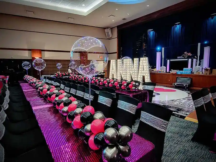 marquee letters belle meade spelling ANNA for a bat mitzvah