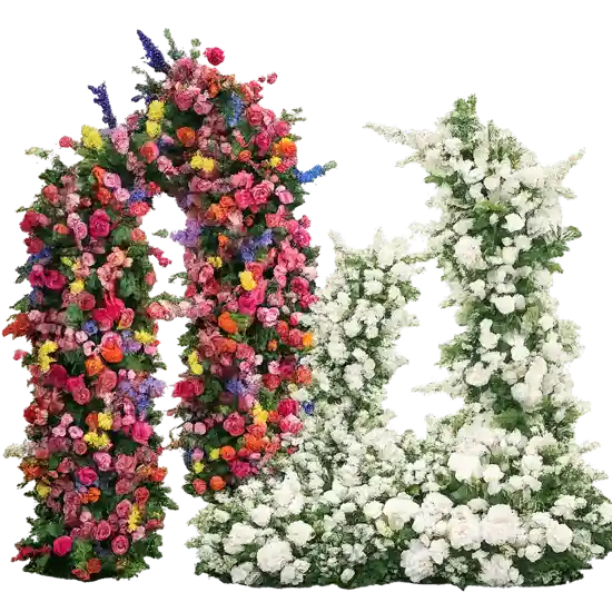 Floral arch rental with lush greenery and flowers for wedding ceremonies and event entrances in Nashville