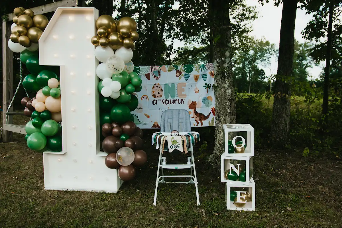 ONE Light-Up Marquee Letters With Balloons for Jax’s First Birthday
