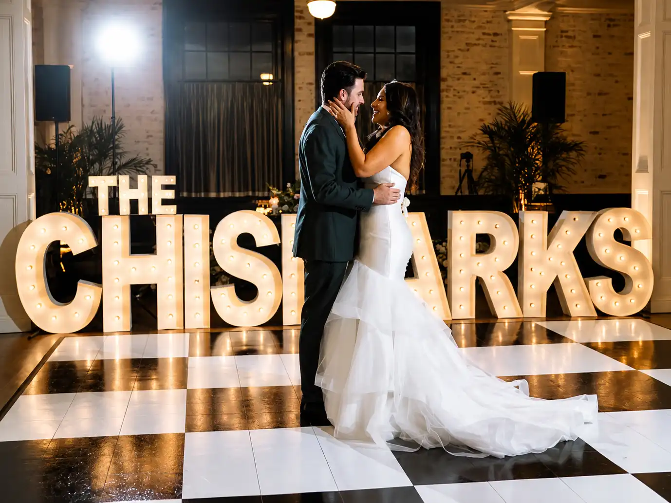 4ft light up last name letters displayed at a wedding reception