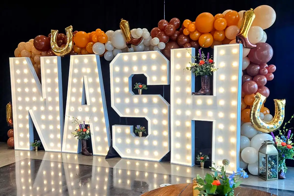 nash graduation marquee letters balloons