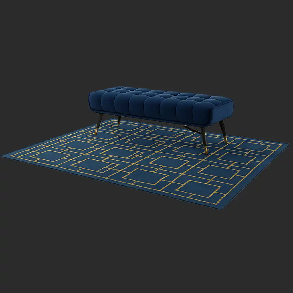 Velvet bench and rug add-ons for event decor setup