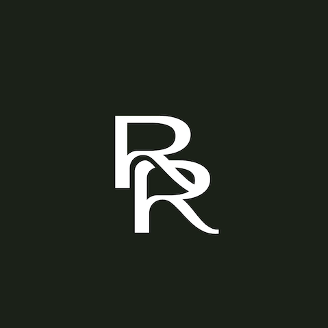 Black logo with two white R letters for Rebecca Wedding Photography in Nashville.