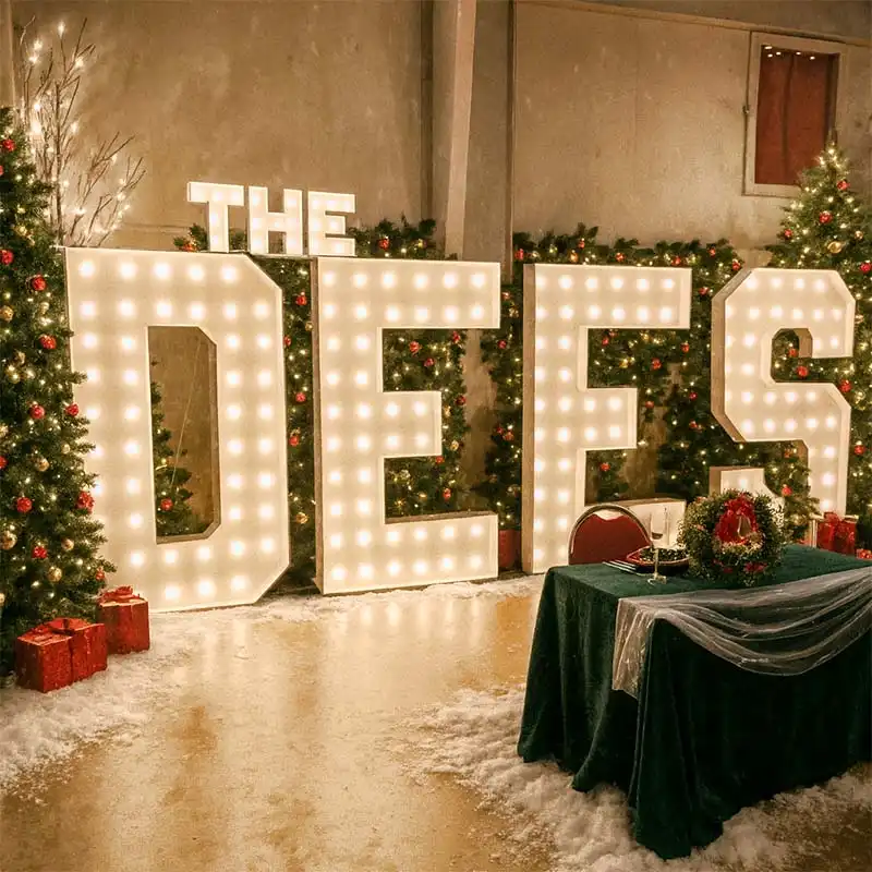 The Dees marquee letters for Christmas wedding display