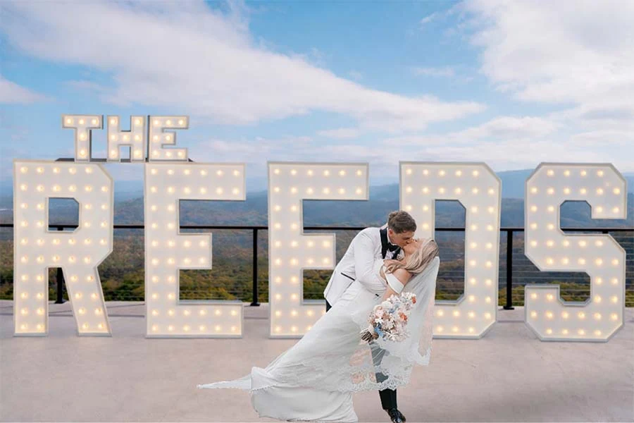 "The Reeds" 7ft marquee letters chattanooga wedding in TN